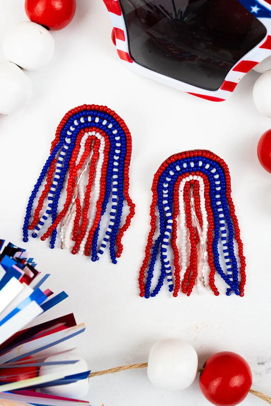 American Seed Bead Fringe Earrings