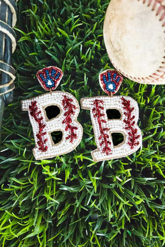 Baseball Seed Bead Earrings