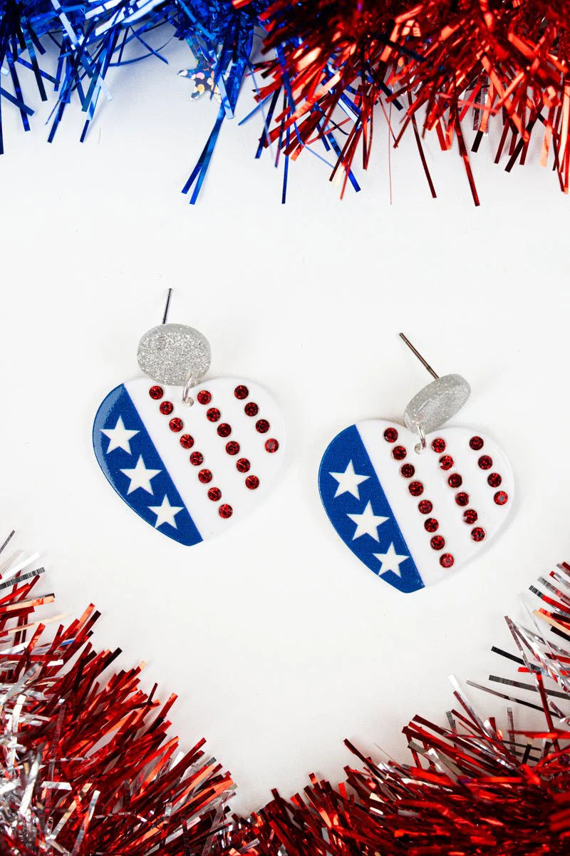 Heart for America Acrylic Earrings